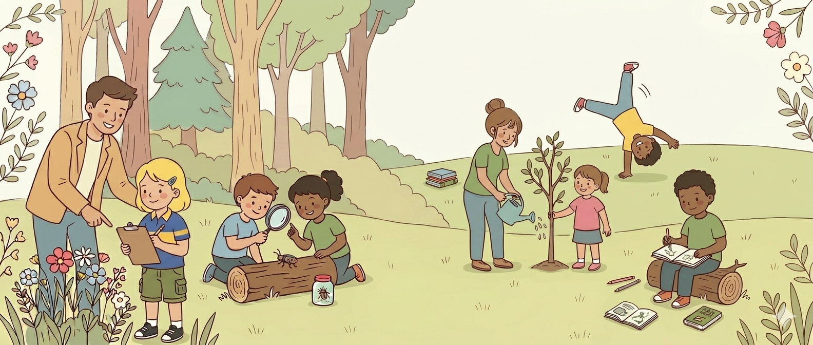 Enfants apprenant en plein air
